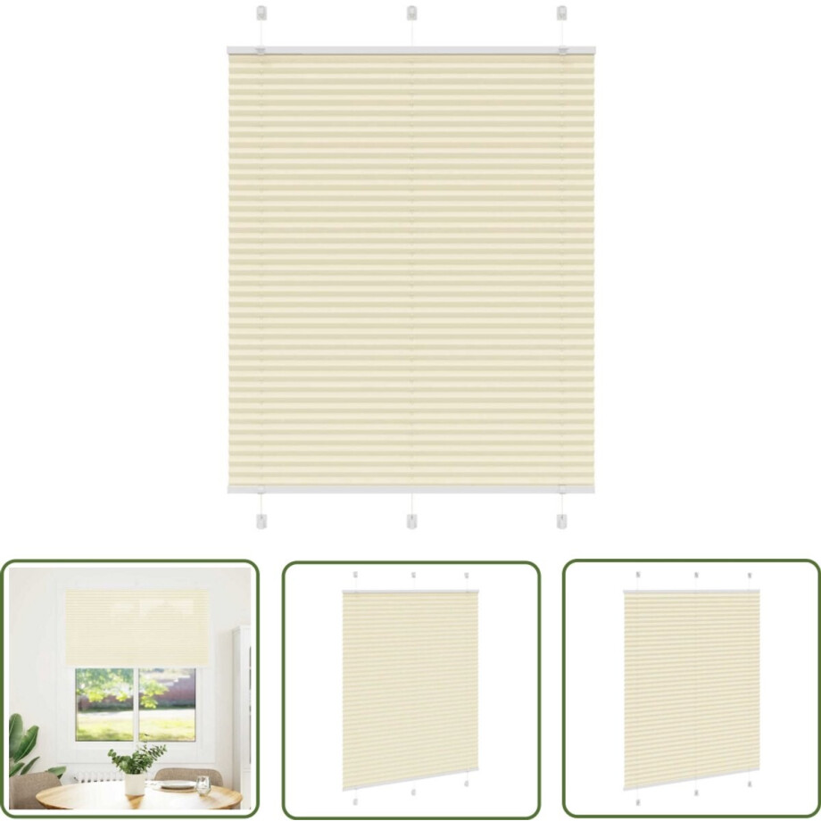 vidaXL Rolgordijn - Plisségordijn - Plissé rolgordijn 105x150cm stofbreedte 104,4cm polyester crème - Gordijnen - Interieur Decoratie - Woon Accessoires afbeelding 1