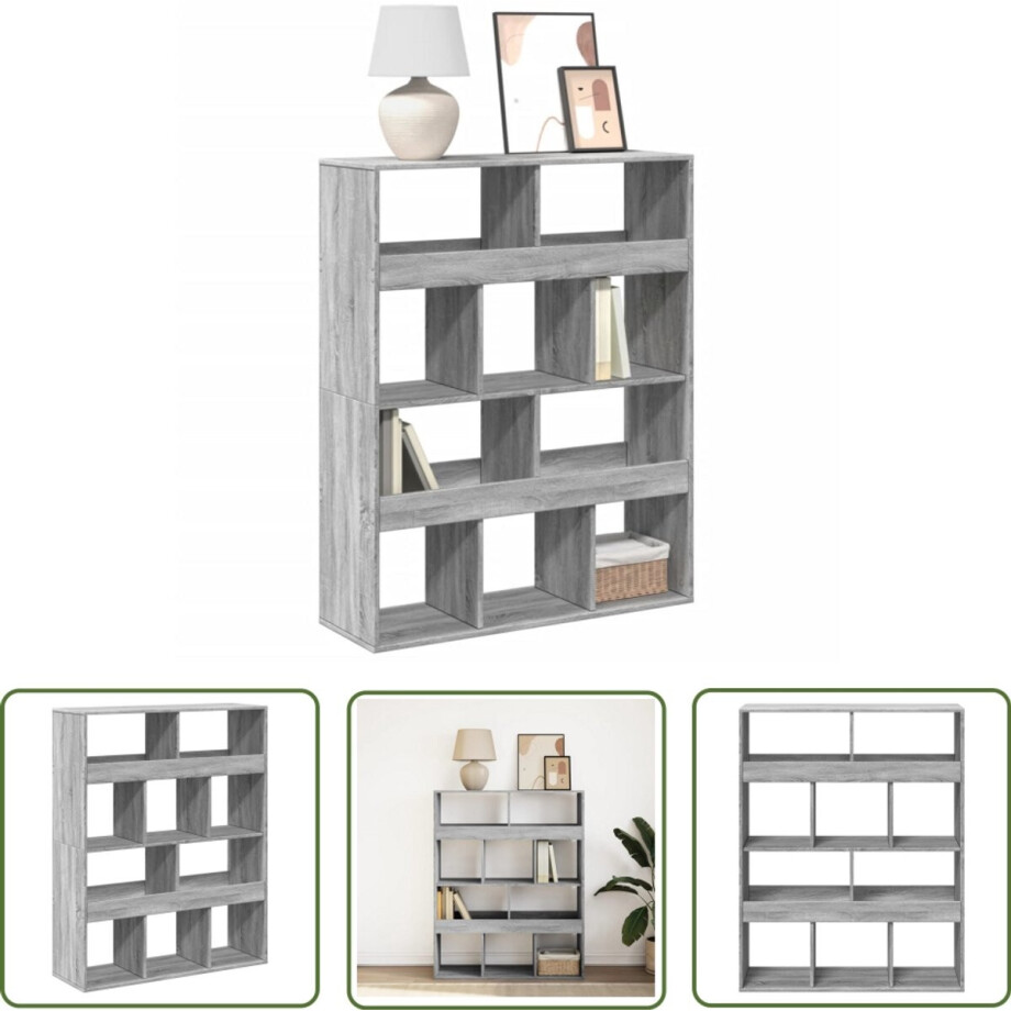 vidaXL Houten Boekenkast - Boekenkast - Boekenkast 100x33x125,5 cm bewerkt hout grijs sonoma eikenkleur - Grijze Boekenkast - Sonoma Eiken - Opbergkast vidaXL Houten Boekenkast - Boekenkast - Boekenkast 100x33x125,5 cm bewerkt hout grijs sonoma eikenkleur - Grijze Boekenkast - Sonoma Eiken - Opbergkast afbeelding 1
