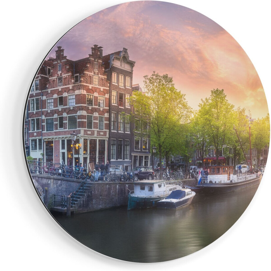 Artaza Dibond Muurcirkel Amsterdamse Grachten - Ø 50 cm - Klein - Wandcirkel - Rond Schilderij - Voor Binnen en Buiten Artaza Dibond Muurcirkel Amsterdamse Grachten - Ø 50 cm - Klein - Wandcirkel - Rond Schilderij - Voor Binnen en Buiten afbeelding 1