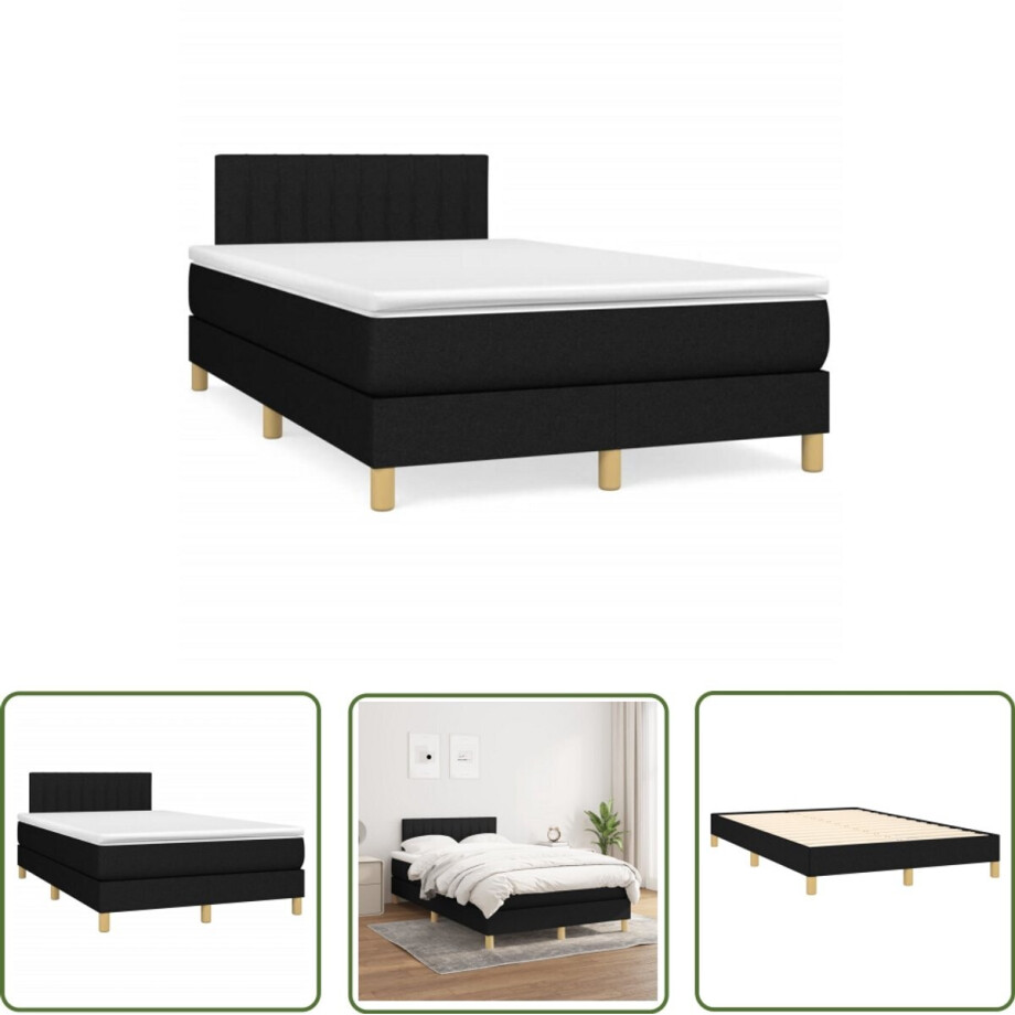 vidaXL Boxspring Bed - Boxspring - Boxspring met matras stof zwart 120x190 cm - Slaapcomfort - Matras - Pocketveer Matras vidaXL Boxspring Bed - Boxspring - Boxspring met matras stof zwart 120x190 cm - Slaapcomfort - Matras - Pocketveer Matras afbeelding 1