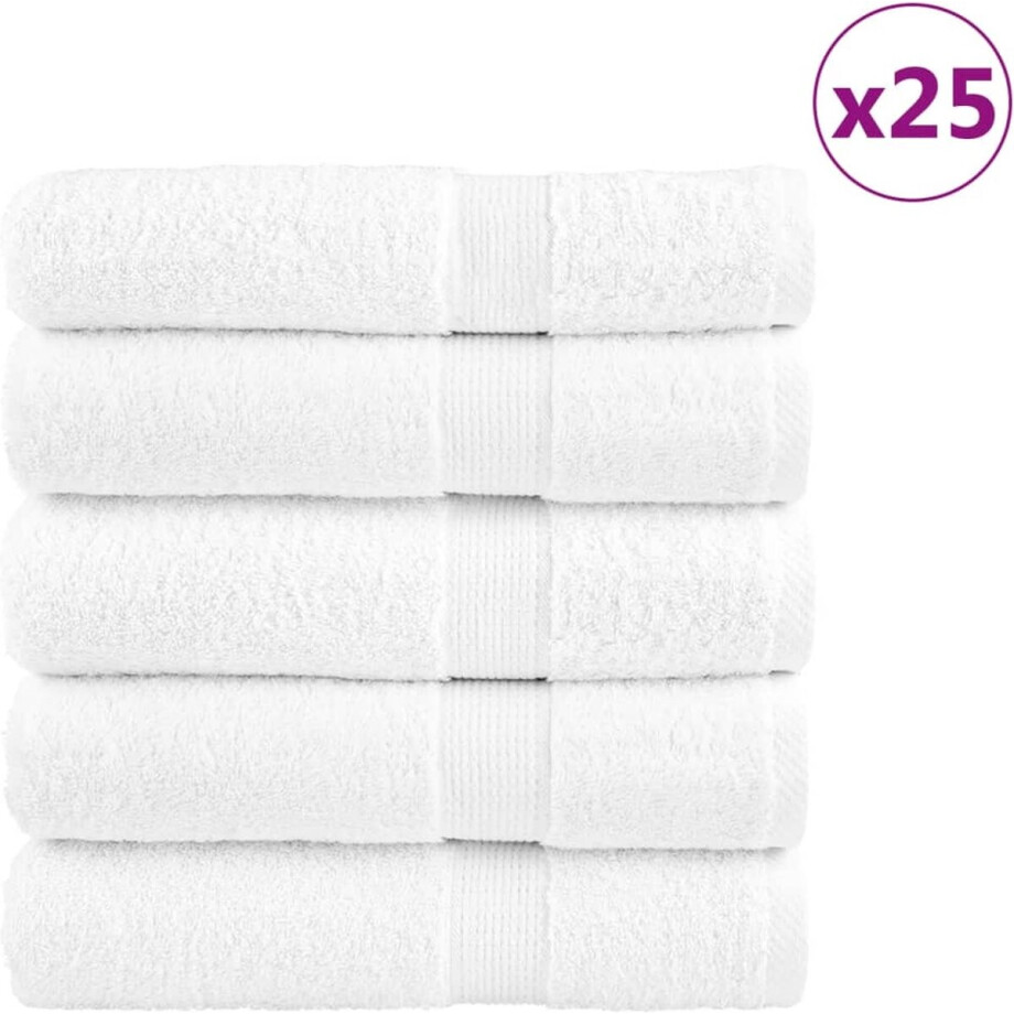 vidaXL - Badhanddoeken - SOLUND - 25 - st - 600 - g/m² - 70x140 - cm - wit vidaXL - Badhanddoeken - SOLUND - 25 - st - 600 - g/m² - 70x140 - cm - wit afbeelding 1