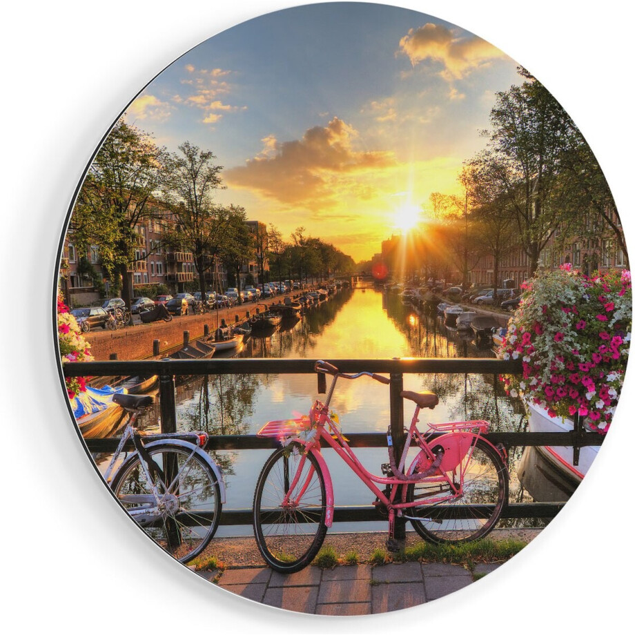 Artaza Dibond Muurcirkel Amsterdamse Brug Met Zonsopgang - Ø 60 cm - Wandcirkel - Rond Schilderij - Voor Binnen en Buiten Artaza Dibond Muurcirkel Amsterdamse Brug Met Zonsopgang - Ø 60 cm - Wandcirkel - Rond Schilderij - Voor Binnen en Buiten afbeelding 1