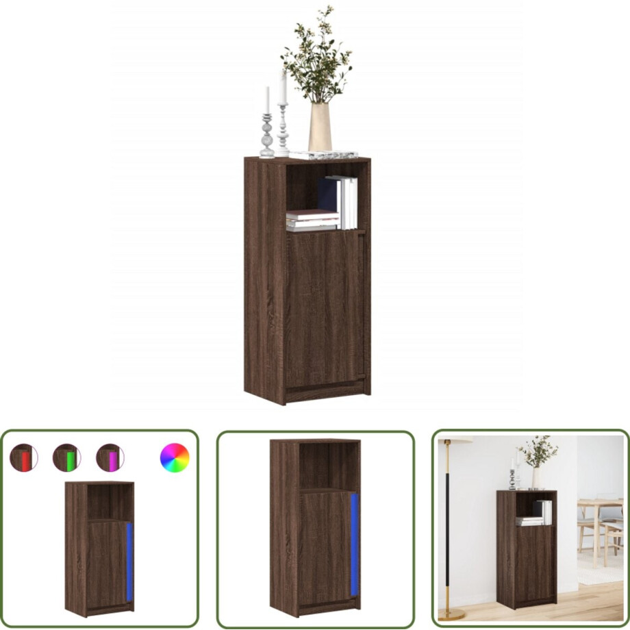 vidaXL Kast - Dressoir - Dressoir met LED 42,5x34x100 cm bewerkt hout bruin eikenkleur - Led Verlichting - Rgb Licht - Houten Dressoir afbeelding 1
