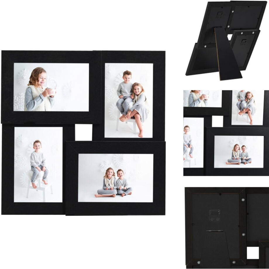 vidaXL Fotolijst - Fotolijsten - Lijst - Lijsten - Fotolijst voor 4x(13x18 cm) foto MDF zwart vidaXL Fotolijst - Fotolijsten - Lijst - Lijsten - Fotolijst voor 4x(13x18 cm) foto MDF zwart afbeelding 1