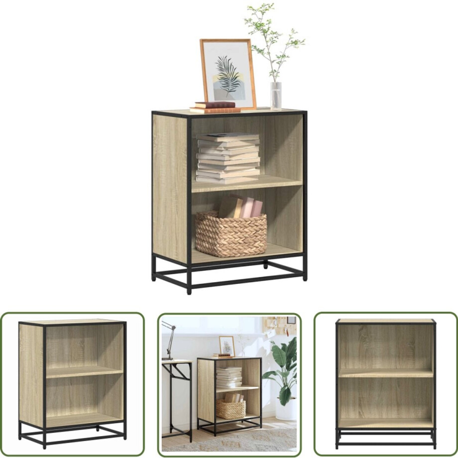 vidaXL Kast - Boekenkast - Boekenkast 60x35x76 cm bewerkt hout sonoma eikenkleurig - Salontafel - Tv Tafel - Houten Meubilair afbeelding 1