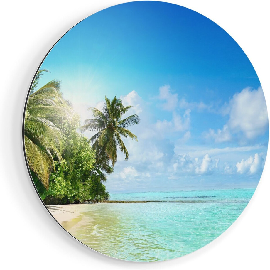 Artaza Dibond Muurcirkel Tropisch Strand Bij De Licht Blauwe Zee - Ø 70 cm - Wandcirkel - Rond Schilderij - Voor Binnen en Buiten Artaza Dibond Muurcirkel Tropisch Strand Bij De Licht Blauwe Zee - Ø 70 cm - Wandcirkel - Rond Schilderij - Voor Binnen en Buiten afbeelding 1