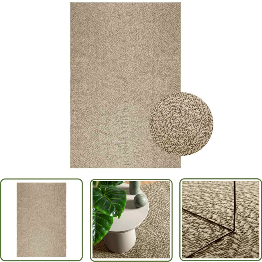 vidaXL Vloerkleed Beige - Vloerkleden - Vloerkleed ZIZUR beige binnen en buiten 160x230 cm jute look - Jute Look - Outdoor Tapijten - Binnentapijten afbeelding 1