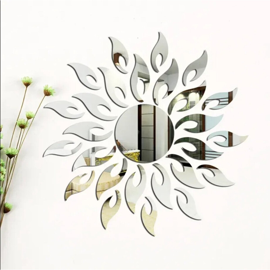 WiseGoods Luxe 3D Spiegel Muurstickers Zonnebloem Design Zilver – Ronde Acryl Wanddecoratie - Sticker Spiegels - Modern Interieur WiseGoods Luxe 3D Spiegel Muurstickers Zonnebloem Design Zilver – Ronde Acryl Wanddecoratie - Sticker Spiegels - Modern Interieur afbeelding 1