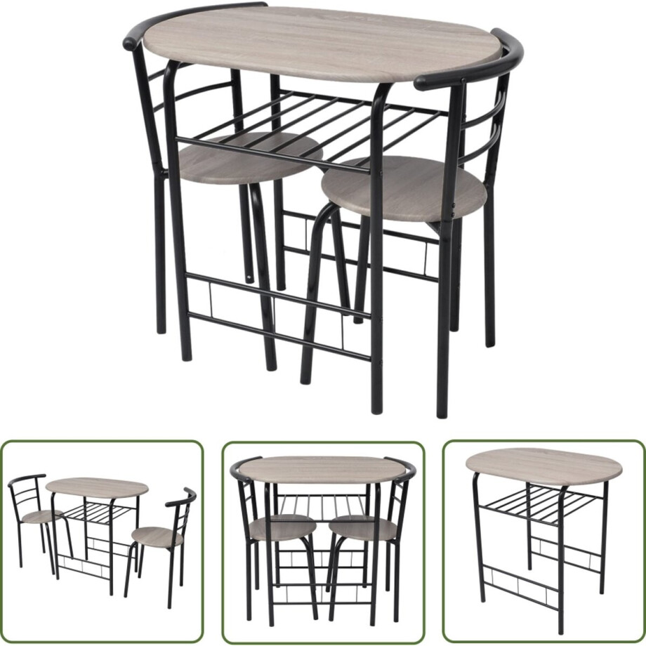 vidaXL Bartafel - Ontbijtbarset - Ontbijtbarset MDF - Barkrukken - Mdf Meubels - Modern Interieur afbeelding 1