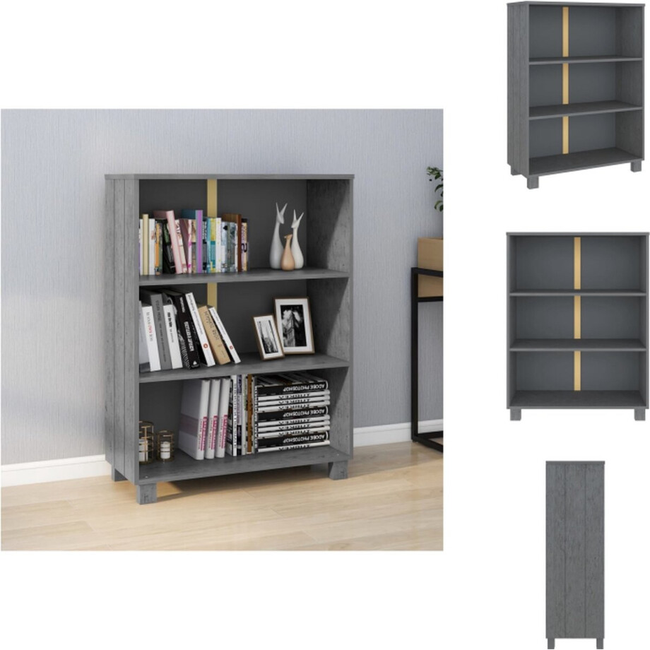 vidaXL Boekenkast - Boekenkasten - Boekenplank - Kast - Boekenkast HAMAR 85x35x112 cm massief grenenhout donkergrijs vidaXL Boekenkast - Boekenkasten - Boekenplank - Kast - Boekenkast HAMAR 85x35x112 cm massief grenenhout donkergrijs afbeelding 1