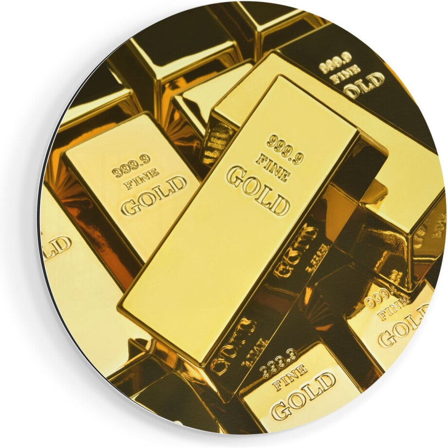 Artaza Dibond Muurcirkel Goud Staven  - Ø 70 cm - Wandcirkel - Rond Schilderij - Voor Binnen en Buiten afbeelding 1