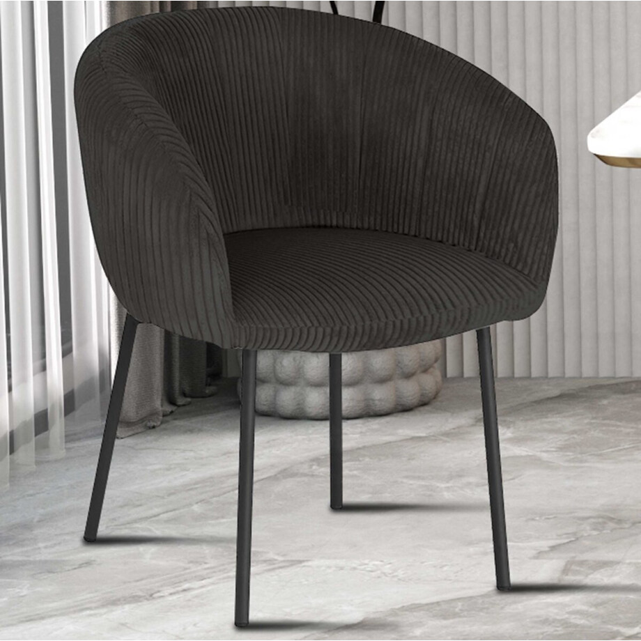 Stoel Sill | 57 x 62 x 79 cm | Donkergrijs - Set van 2 afbeelding 1