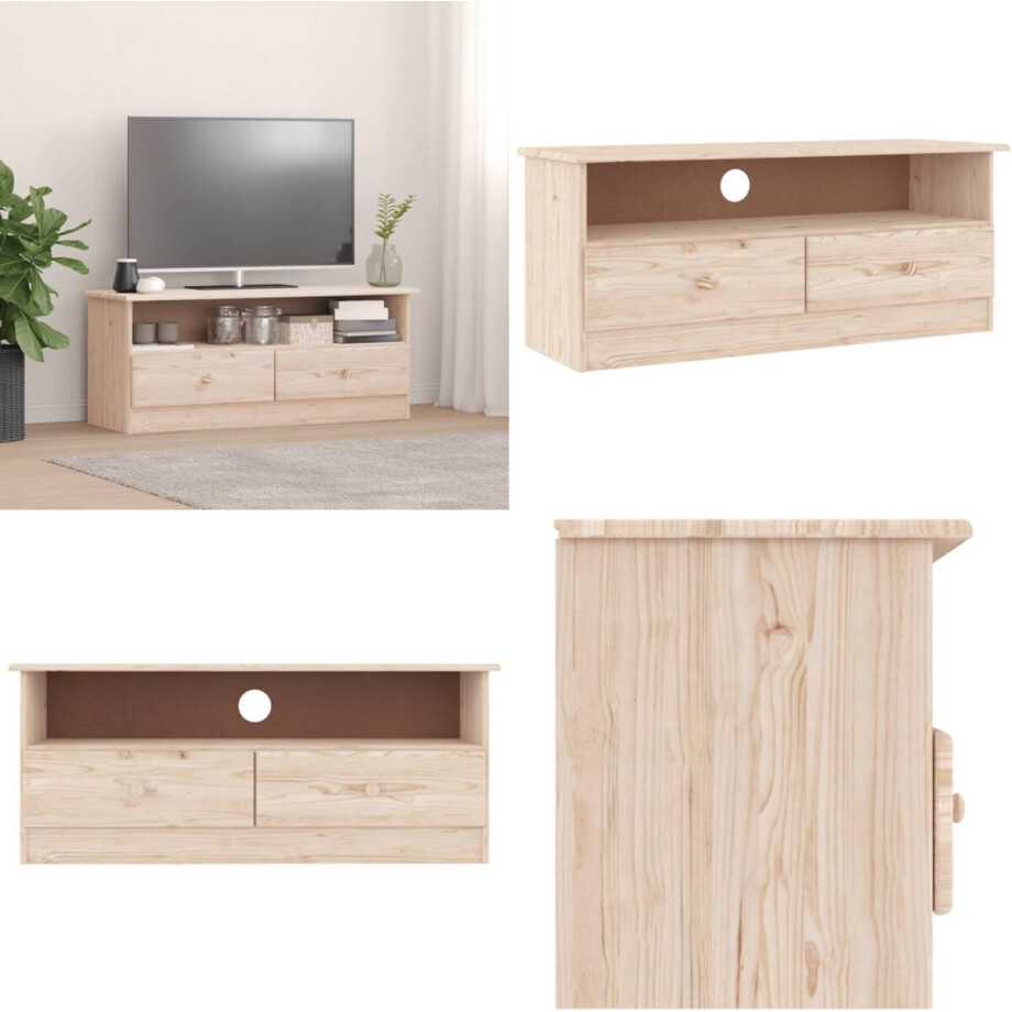 vidaXL TV-meubel met lades ALTA 100x35x41 cm massief grenenhout - Tv-meubel - Tv-meubelen - Tv Kast - Opbergkast vidaXL TV-meubel met lades ALTA 100x35x41 cm massief grenenhout - Tv-meubel - Tv-meubelen - Tv Kast - Opbergkast afbeelding 1