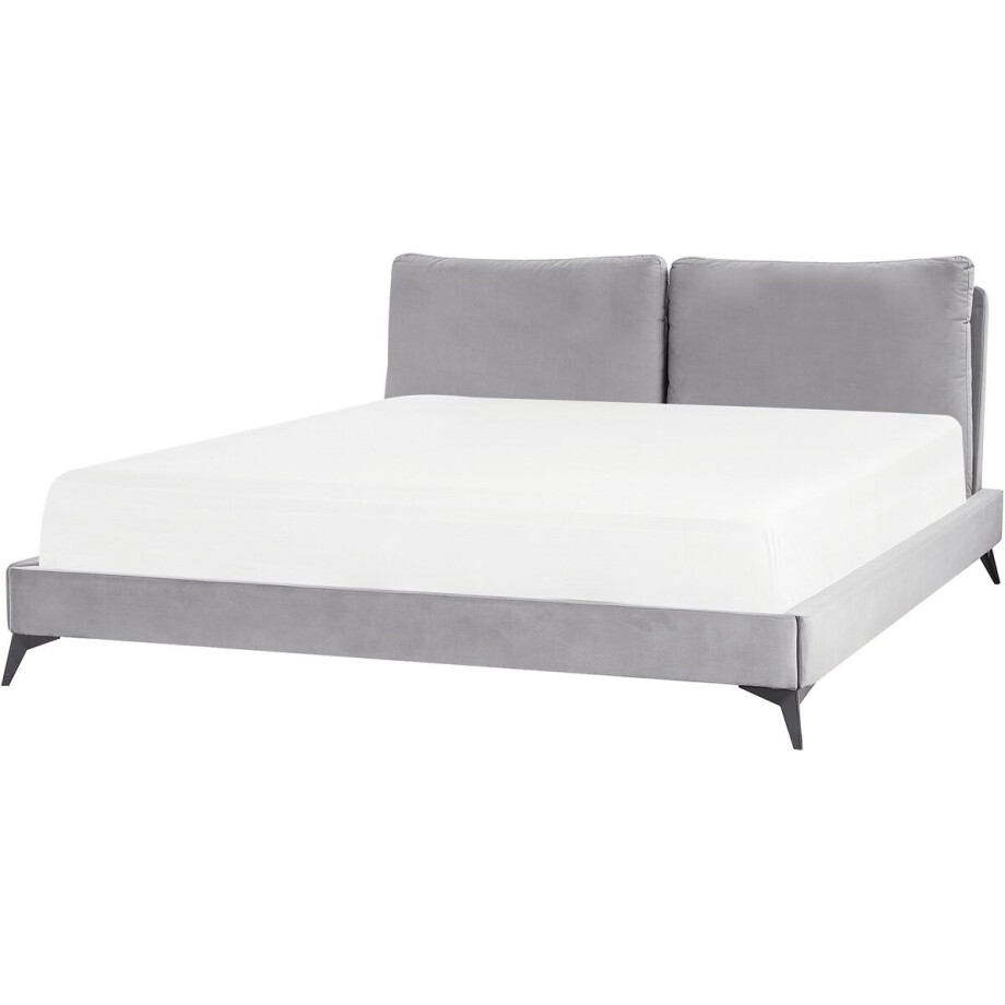 BELIANI MELLE - Tweepersoonsbed - Grijs - 180 x 200 cm - Fluweel BELIANI MELLE - Tweepersoonsbed - Grijs - 180 x 200 cm - Fluweel afbeelding 1