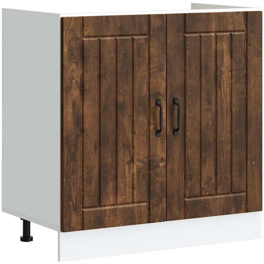 vidaXL - Spoelbakonderkast - Lucca - bewerkt - hout - gerookt - eikenkleurig afbeelding 1