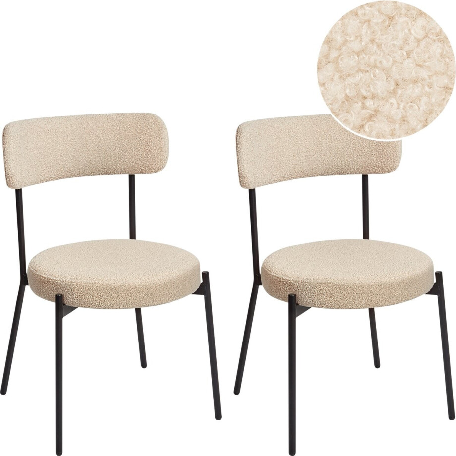 ALLISON - Eetkamerstoel set van 2 - Lichtbeige - Bouclé afbeelding 1