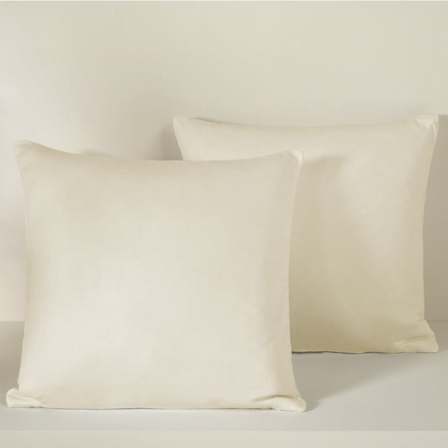 De Witte Lietaer Sierkussensloop Set Olivia Sand - 40 x 40 cm - Satijn Katoen afbeelding 1