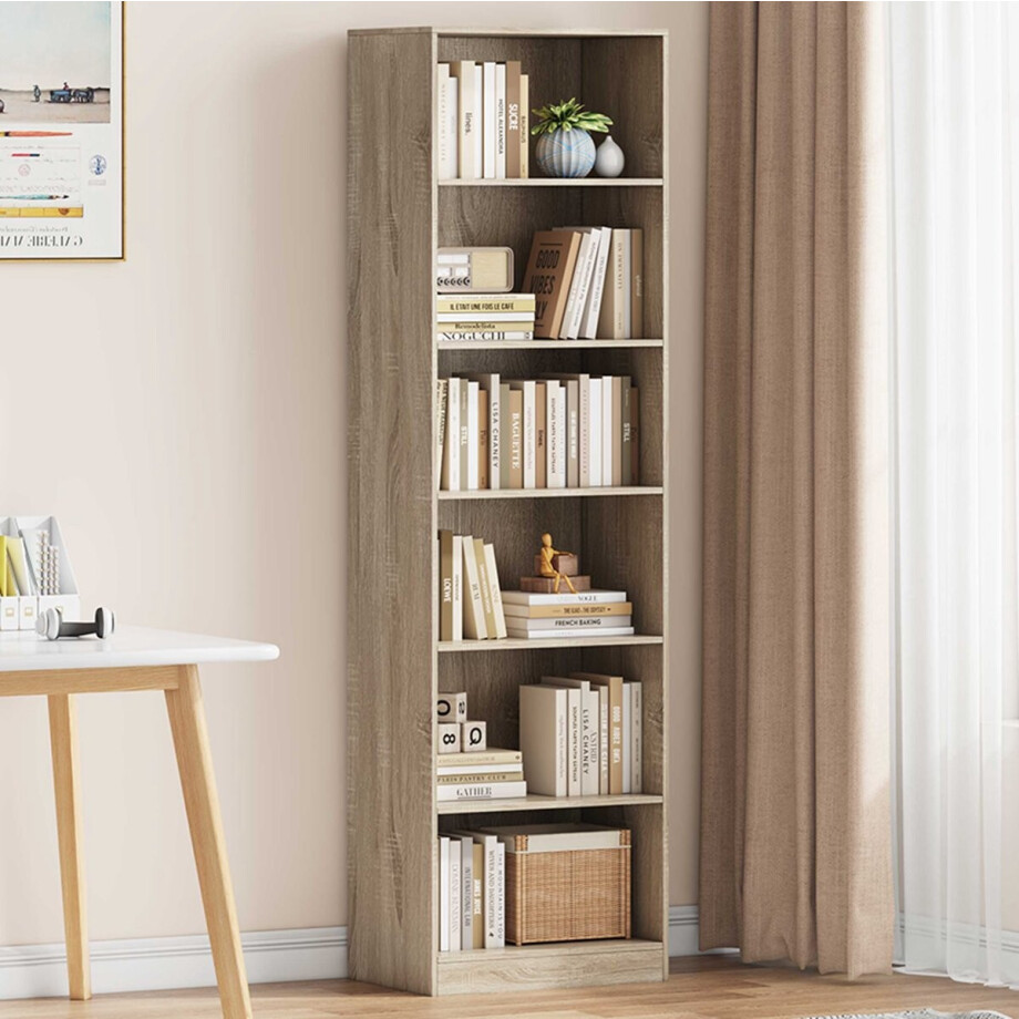 Boekenkast 'Space' 5 Legplanken Sonoma Boekenkast 'Space' 5 Legplanken Sonoma afbeelding 1