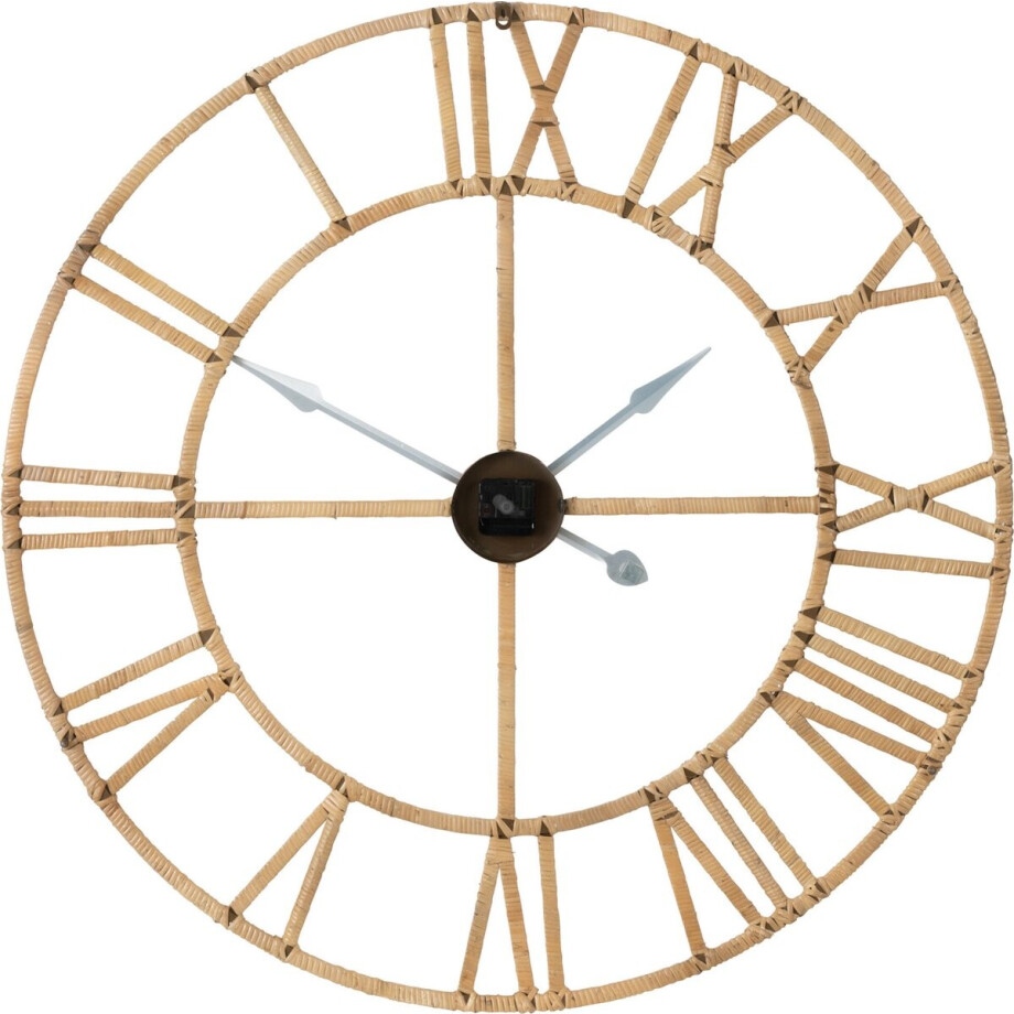 J-Line klok Roman - rotan/metaal - naturel - large - Ø 100 cm J-Line klok Roman - rotan/metaal - naturel - large - Ø 100 cm afbeelding 1