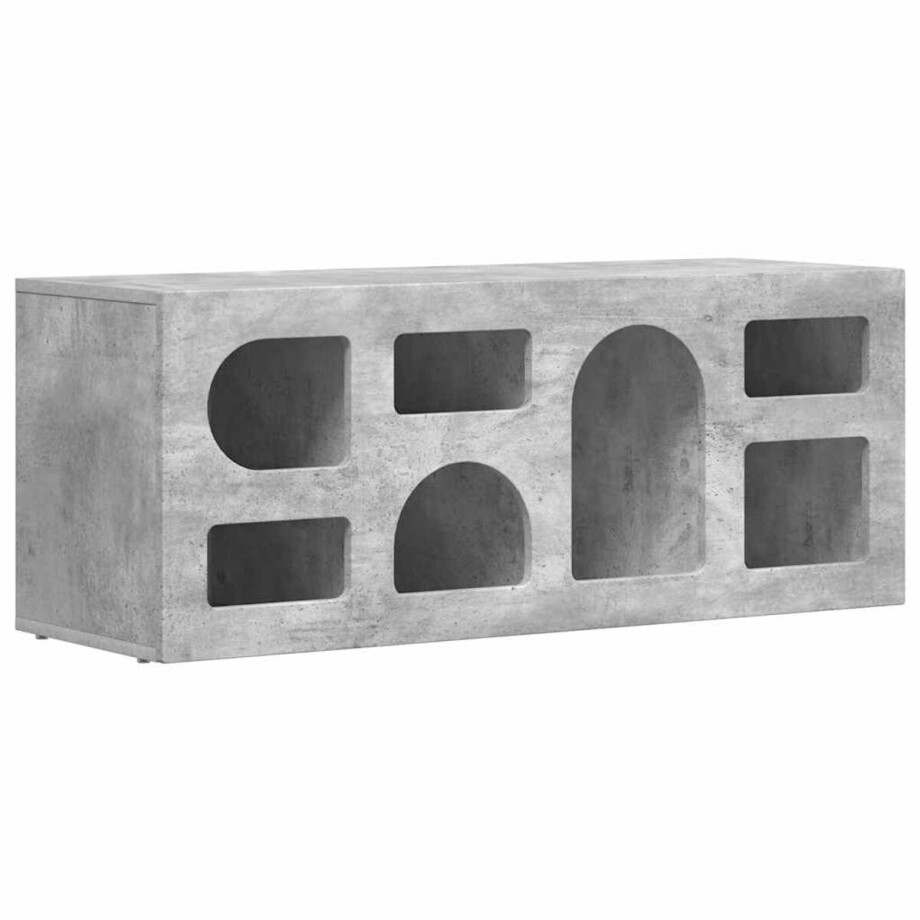 vidaXL - TV - Kast - ELST - 100 - x - 35 - x - 40 - cm - Beton - Grijs - Bewerkt - hout afbeelding 1