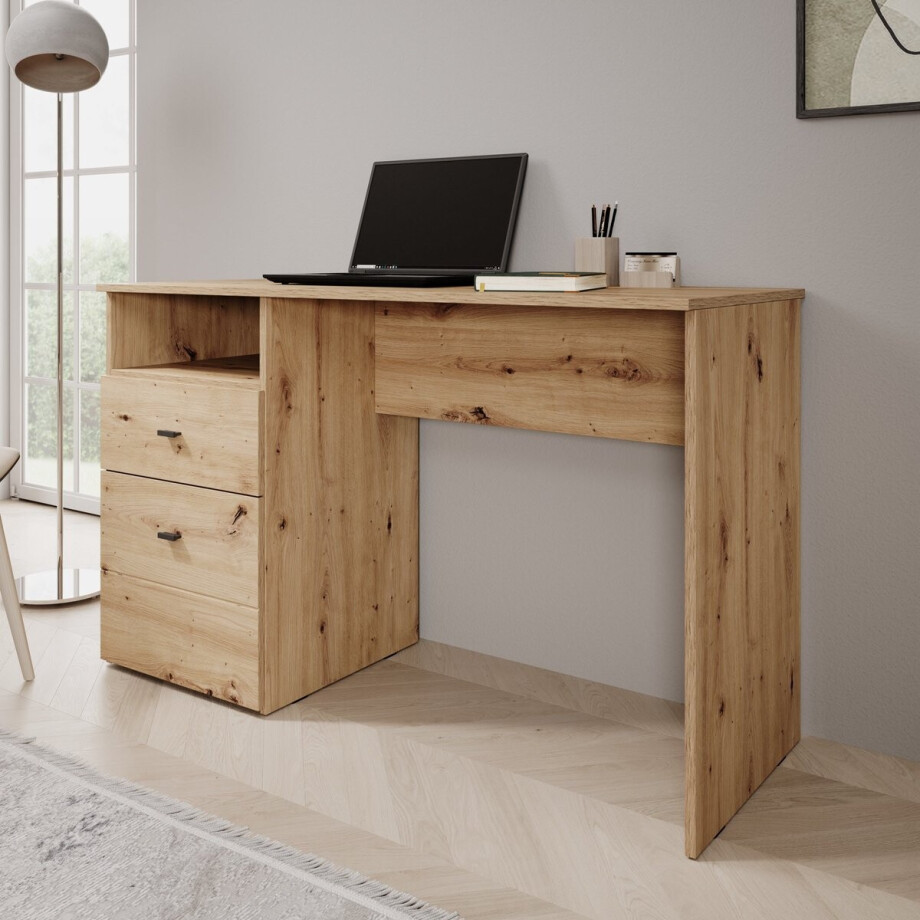 Meubella - Haroa - Bureau - Eikenpatroon - 127x51x77 cm afbeelding 1