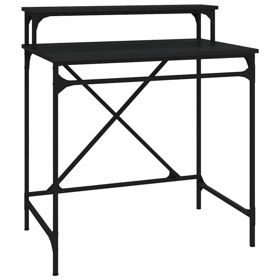 vidaXL - Bureau - 80x50x90 - cm - bewerkt - hout - en - ijzer - zwart afbeelding 1