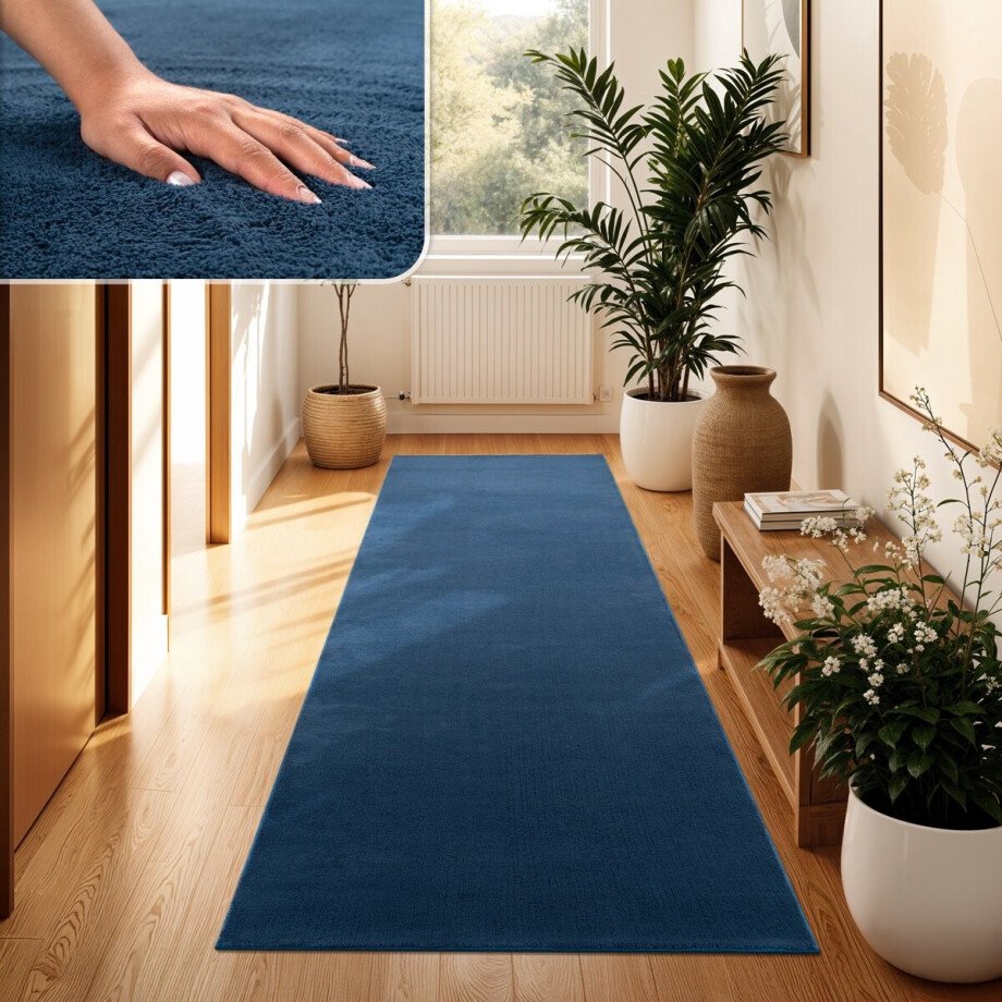Paco Home Moderne woonkamer tapijt kortpolig wasbaar zacht uni effect bont antislip 80x300 cm afbeelding 1