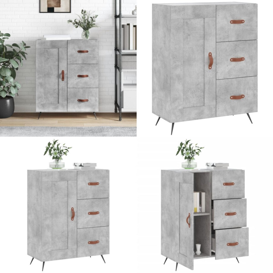 vidaXL Dressoir 69,5x34x90 cm bewerkt hout betongrijs - Dressoir - Dressoirs - Kast - Wandkast vidaXL Dressoir 69,5x34x90 cm bewerkt hout betongrijs - Dressoir - Dressoirs - Kast - Wandkast afbeelding 1
