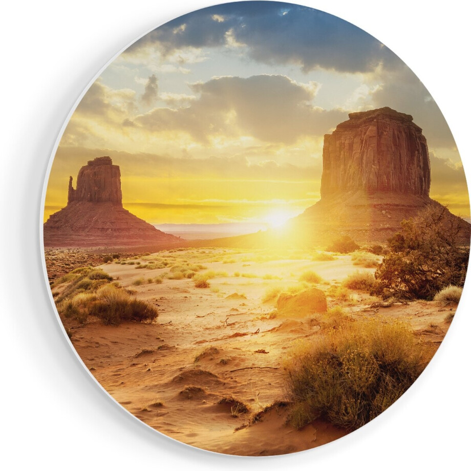 Artaza Forex Muurcirkel Zonsondergang In Woestijn Monument Valley - 90x90 cm - Groot - Wandcirkel - Rond Schilderij - Muurdecoratie Cirkel Artaza Forex Muurcirkel Zonsondergang In Woestijn Monument Valley - 90x90 cm - Groot - Wandcirkel - Rond Schilderij - Muurdecoratie Cirkel afbeelding 1