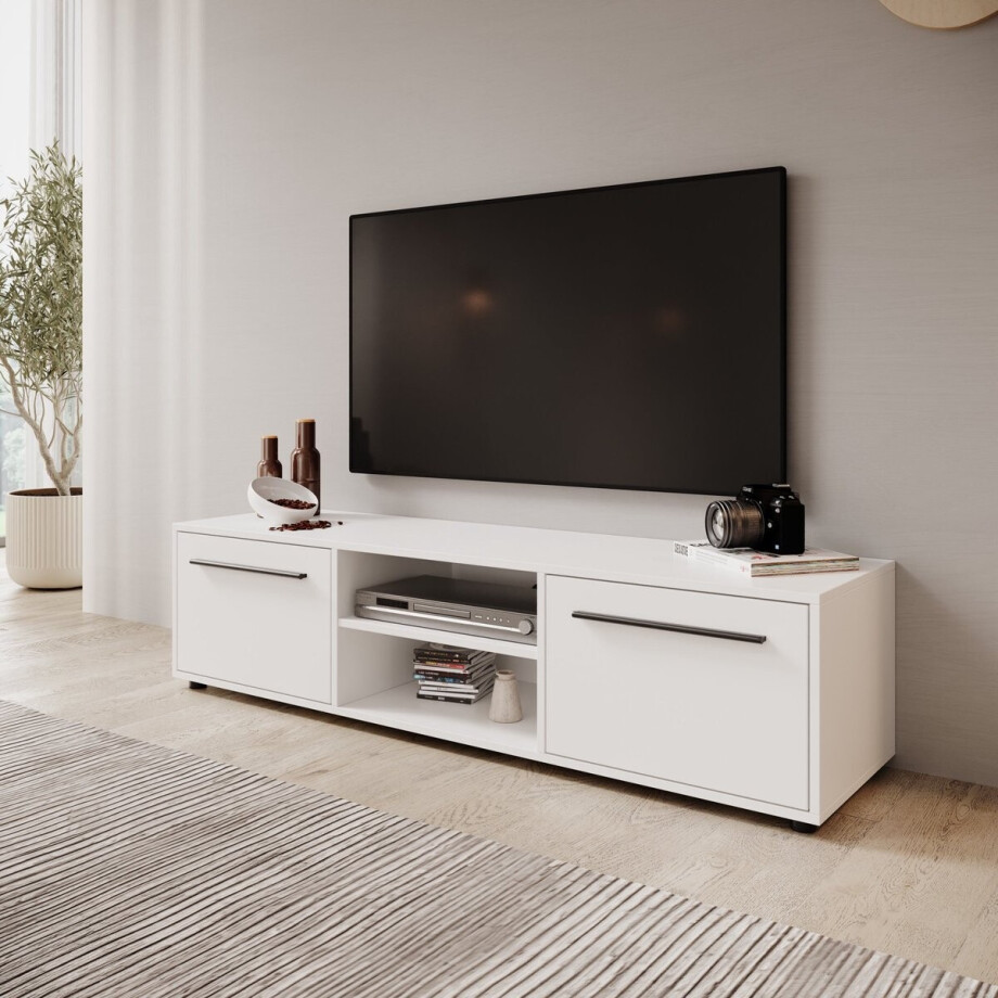 Meubella - Montalo - TV-Meubel - Wit - 150x40x38 cm afbeelding 1