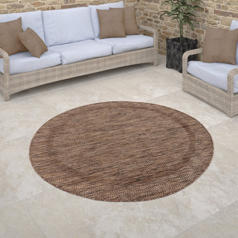 Paco Home Buiten Vloerkleed Rond Tapijt Voor Binnen En Buiten Balkon Geometrisch Modern 160 cm Rund afbeelding 1