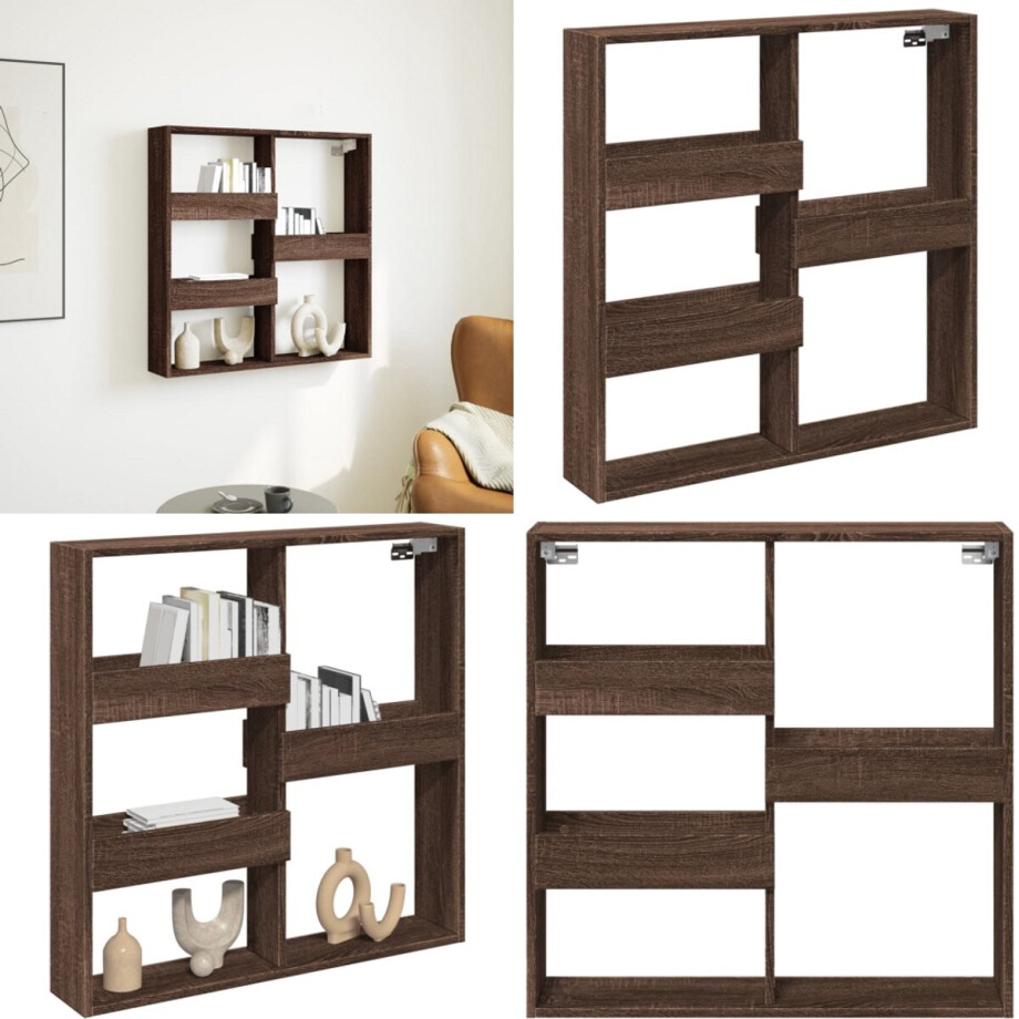 vidaXL Wandkast 80x15x80 cm bewerkt hout bruin eikenkleur - Wandkast - Wandkasten - Opbergkast - Keukenkast vidaXL Wandkast 80x15x80 cm bewerkt hout bruin eikenkleur - Wandkast - Wandkasten - Opbergkast - Keukenkast afbeelding 1
