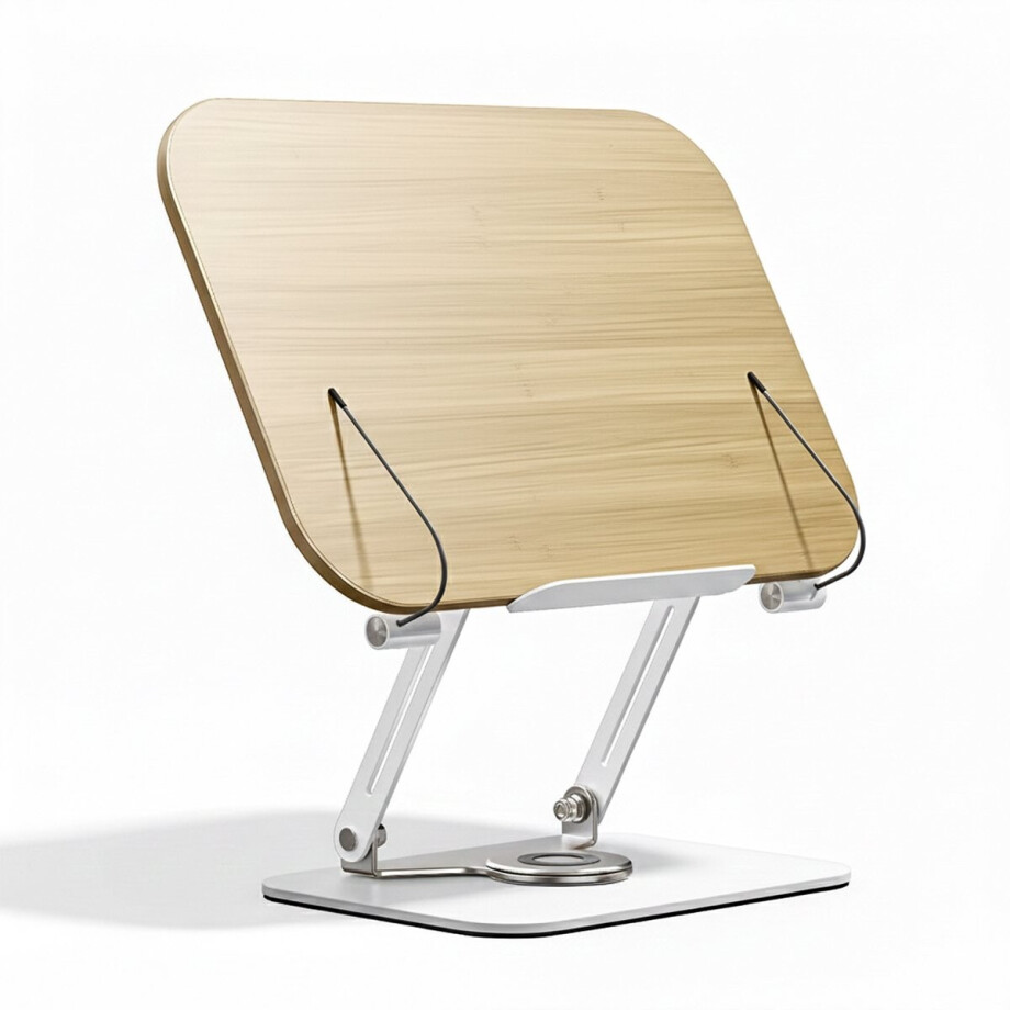 Hoge Kwaliteit Boekenstandaard - Natuurlijk Hout - Draait 360 Graden - Met Bladzijdehouders - Goed Voor Houding - Boekensteun - Boekenhouder - Leesstandaard - 24,5CM x 34CM Hoge Kwaliteit Boekenstandaard - Natuurlijk Hout - Draait 360 Graden - Met Bladzijdehouders - Goed Voor Houding - Boekensteun - Boekenhouder - Leesstandaard - 24,5CM x 34CM afbeelding 1