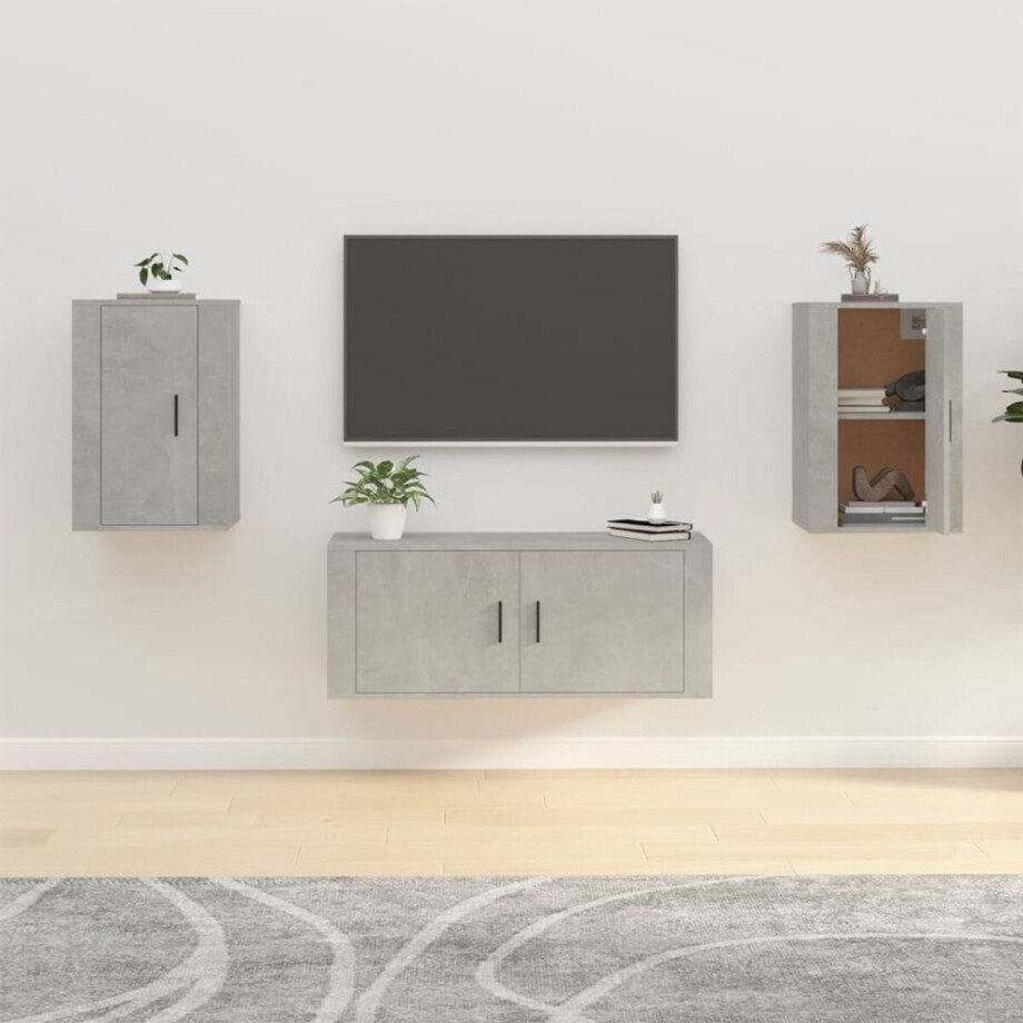 vidaXL Tv-wandmeubels - Set van 2 - Betongrijs Tv Wandmeubel - Tv Meubel - Beton Grijs - Houten Tv Stand - Opbergruimte Tv afbeelding 1