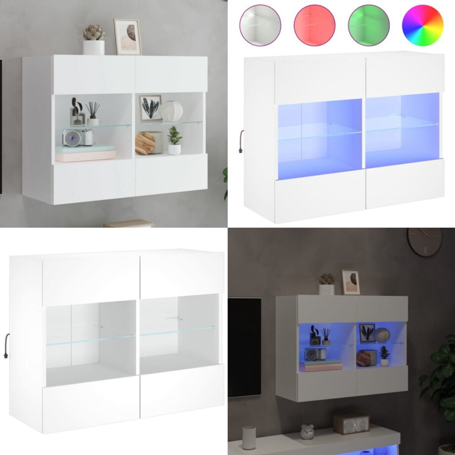 vidaXL Tv-wandmeubel met LED-verlichting 78,5x30x60,5 cm wit - Tv-wandmeubel - Tv-wandmeubelen - Wandkast - Tv-meubel vidaXL Tv-wandmeubel met LED-verlichting 78,5x30x60,5 cm wit - Tv-wandmeubel - Tv-wandmeubelen - Wandkast - Tv-meubel afbeelding 1