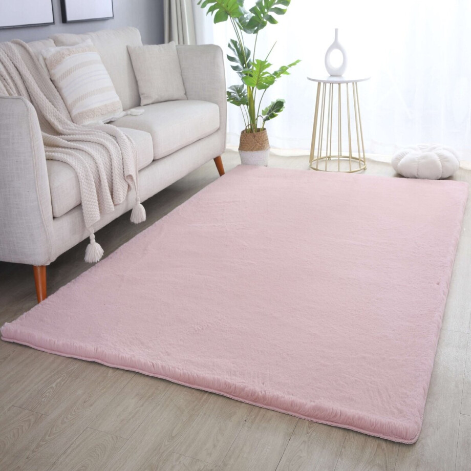 Flycarpets Teresa Hoogpolig Fluffy Vloerkleed - Roze - 80x250 cm Flycarpets Teresa Hoogpolig Fluffy Vloerkleed - Roze - 80x250 cm afbeelding 1