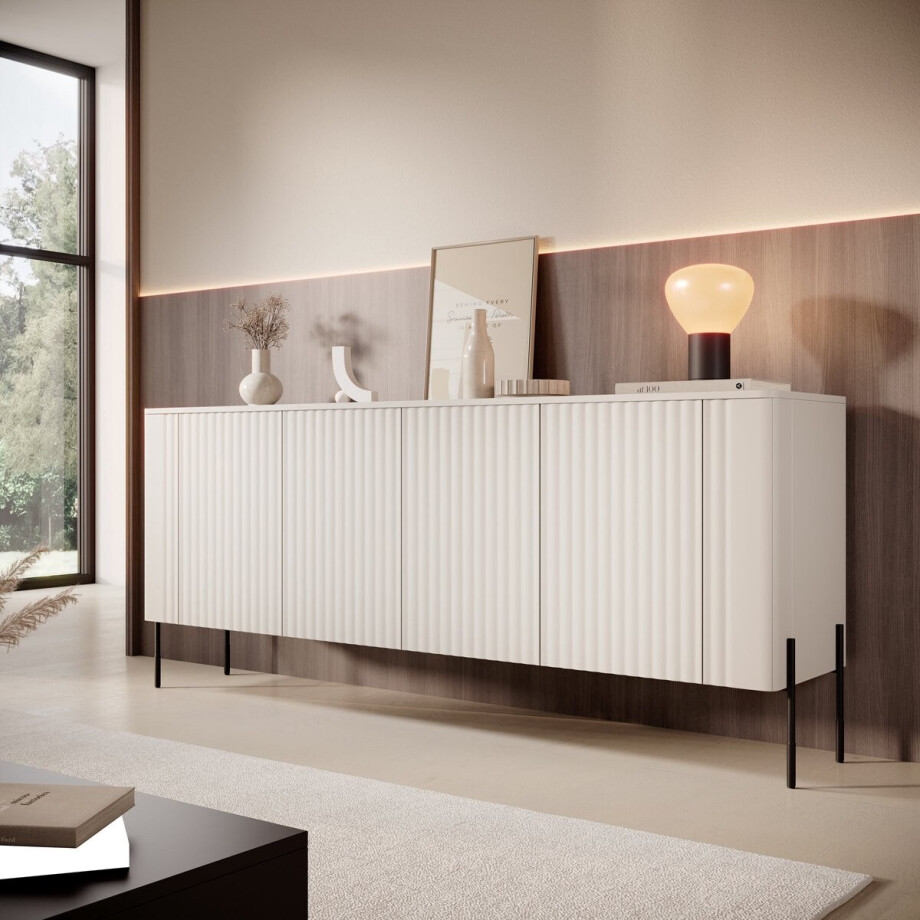Meubella - Vivi - Dressoir - Beige - 190 cm Meubella - Vivi - Dressoir - Beige - 190 cm afbeelding 1