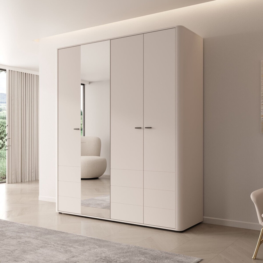 Meubella - Sorello - Kledingkast 4 deurs - Beige - 180x56x211 cm afbeelding 1