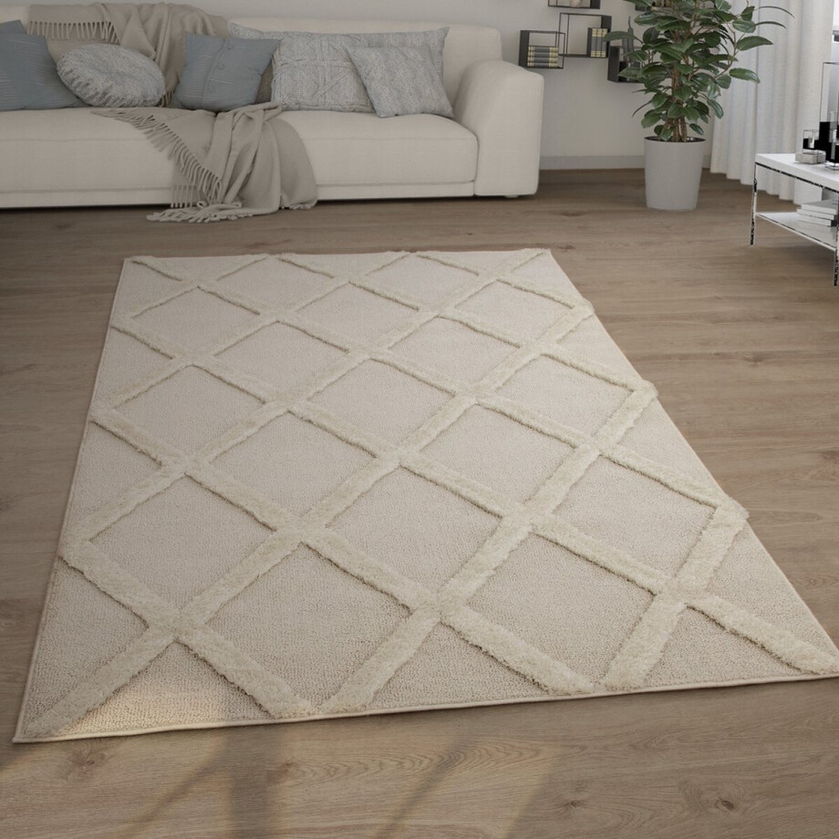Paco Home Hoogpolig Vloerkleed Woonkamer Shaggy 3D Look Ethno Boho Vintage Look Zacht 60x100 cm Paco Home Hoogpolig Vloerkleed Woonkamer Shaggy 3D Look Ethno Boho Vintage Look Zacht 60x100 cm afbeelding 1