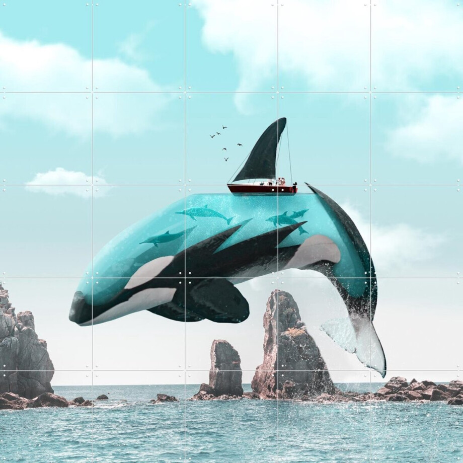 IXXI Aqua Orca, Julien Tabet - 100 x 100 cm - Grote wanddecoratie en posters - Illustraties, Surrealisme, Fotografie, Digitale Kunst, Speels IXXI Aqua Orca, Julien Tabet - 100 x 100 cm - Grote wanddecoratie en posters - Illustraties, Surrealisme, Fotografie, Digitale Kunst, Speels afbeelding 1