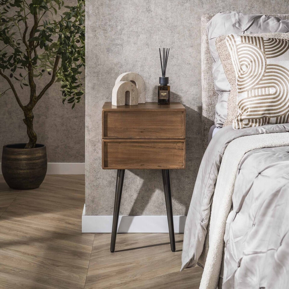 Nachtkastje Lio Acacia Drift Brown 2 Lades Nachtkastje Lio Acacia Drift Brown 2 Lades afbeelding 1