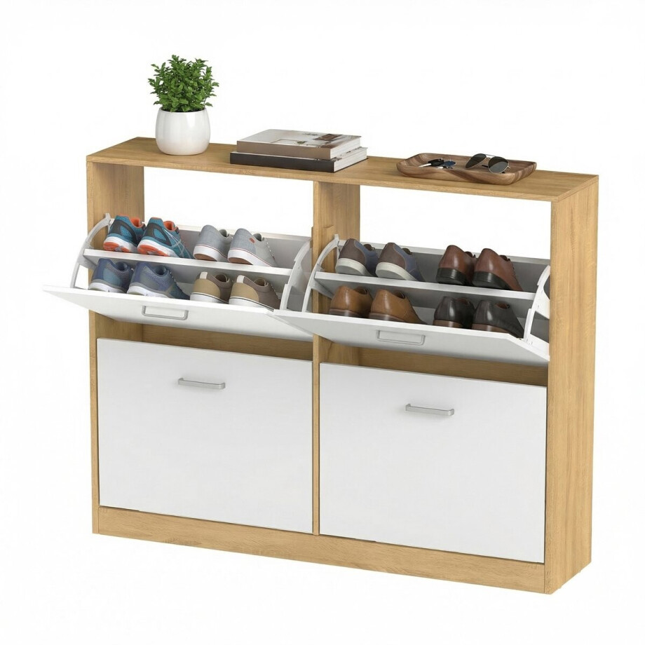 VASAGLE - Schoenenkast - Schoenenkast met Verstelbare Scheidingswand - 4 Kleppen - Voor 16-28 Paar Schoenen VASAGLE - Schoenenkast - Schoenenkast met Verstelbare Scheidingswand - 4 Kleppen - Voor 16-28 Paar Schoenen afbeelding 1