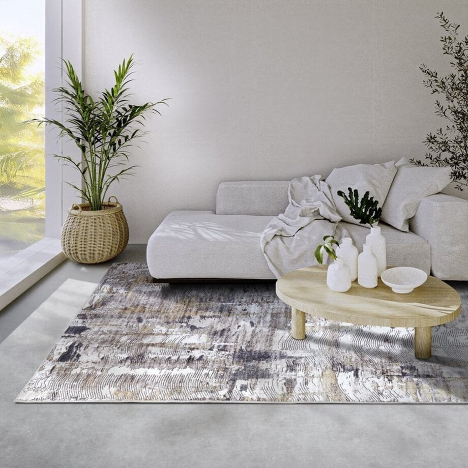 Flycarpets Elle Decoration - Imagination - Laagpolig Vloerkleed - Malard - Antraciet / Goud - 200x290 cm afbeelding 1