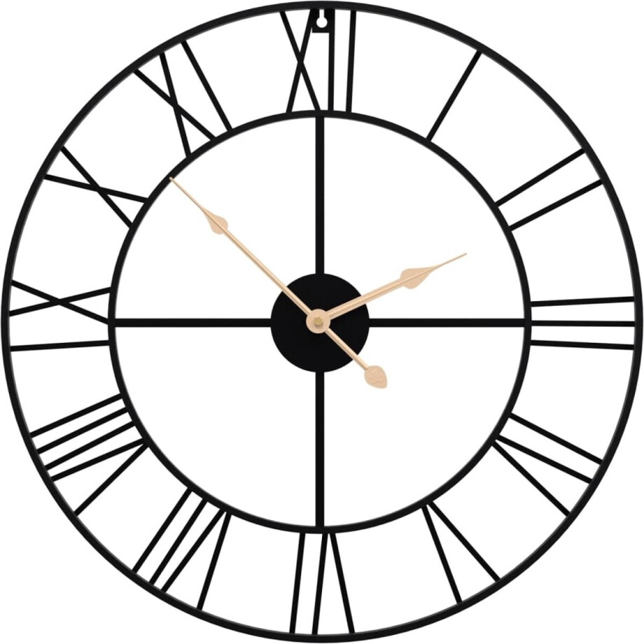 vidaXL - Wandklok - Ø50 - cm - ijzer - zwart vidaXL - Wandklok - Ø50 - cm - ijzer - zwart afbeelding 1