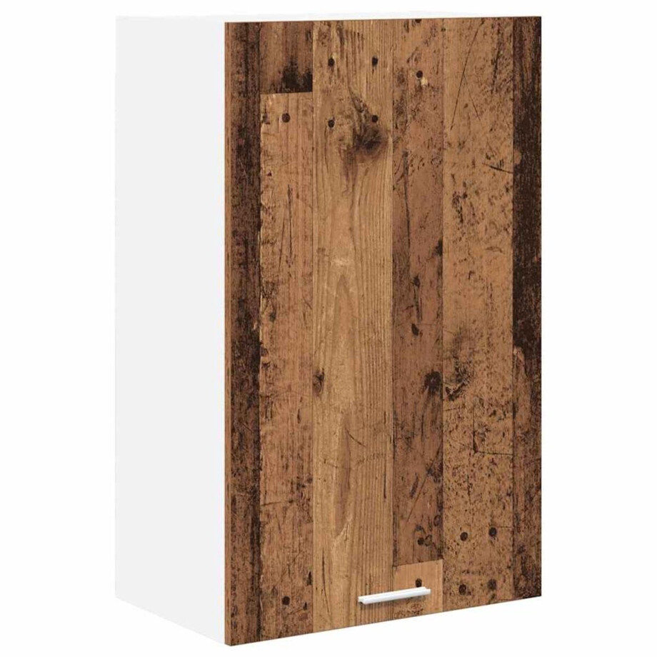 vidaXL - Hangkast - Oud - Hout - en - Wit - 50 - x - 31 - x - 80 - cm - Bewerkt - hout afbeelding 1