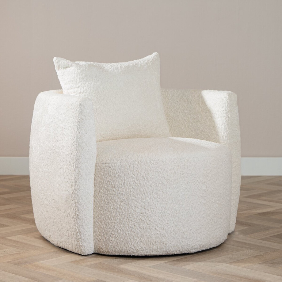 Bronx71® Teddy bouclé fauteuil Ruby wit Bronx71® Teddy bouclé fauteuil Ruby wit afbeelding 1