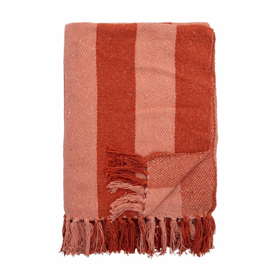 Bloomingville - Frello Plaid Oranje Rood - 130x160cm - gerecycled katoen afbeelding 1
