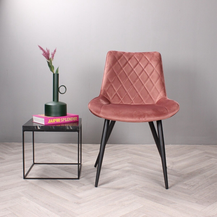 DS4U - Benito 3.0 eetkamerstoel velours - roze afbeelding 1