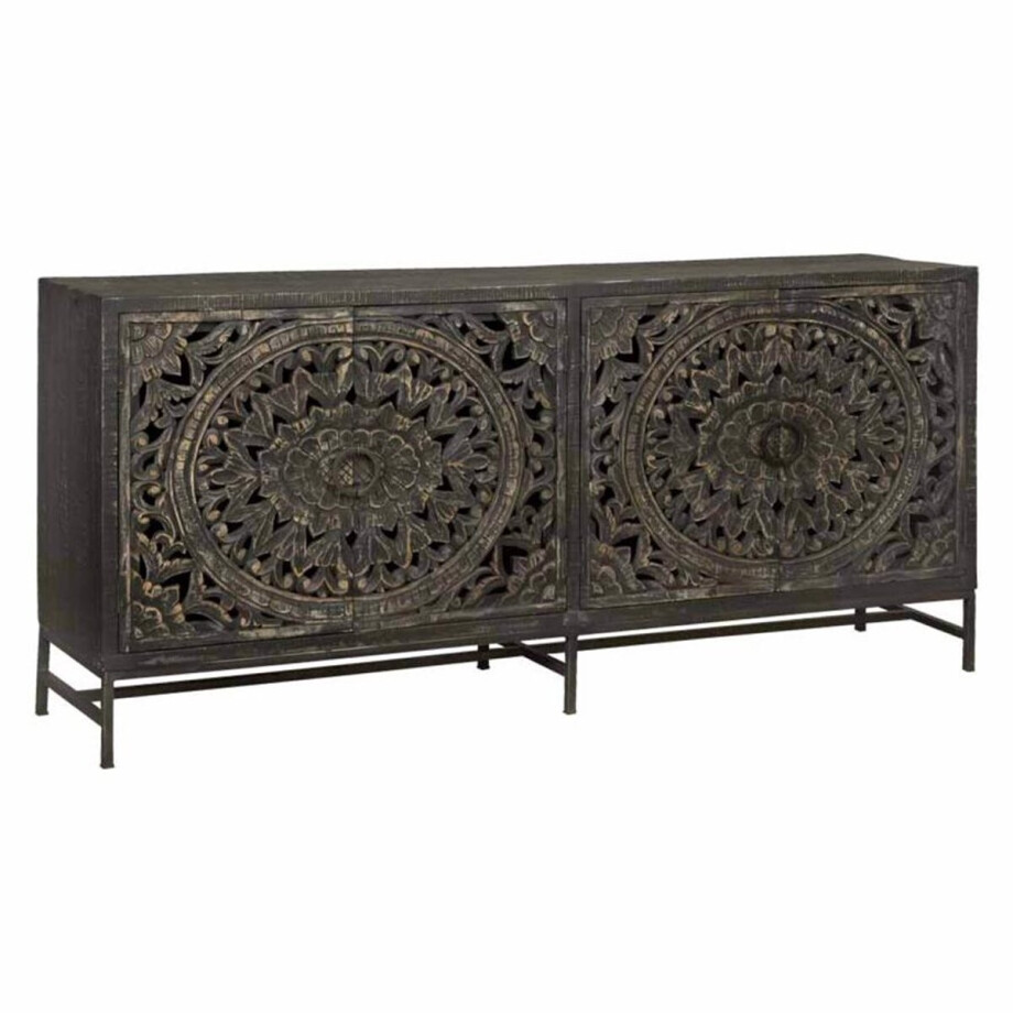 Tower Living Dressoir Casina - Zwart Hout - 200x45x90cm afbeelding 1