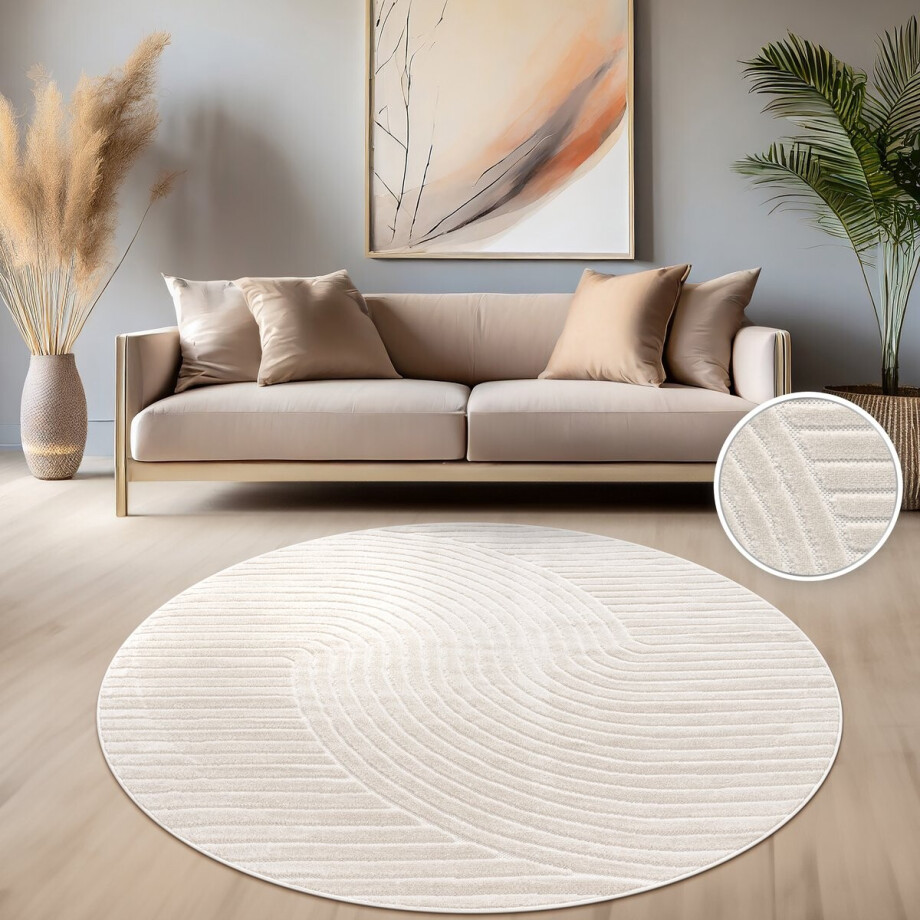 Flycarpets Laagpolig Vloerkleed Cotera - Creme Flycarpets Laagpolig Vloerkleed Cotera - Creme afbeelding 1